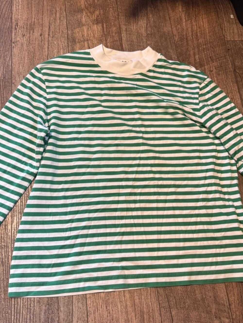 COS Striped Mock Neck Long Sleeve Shirt